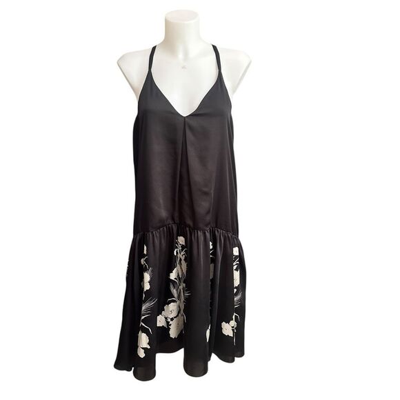 Bird x Juicy Couture Black w/ Bone Hazel T-Back Floral Shift Dress sz‎ L NEW - Picture 1 of 12